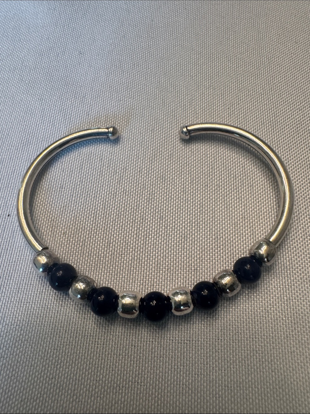 Silpada Sterling Silver Cuff Bracelet with Blue Beads Flexible